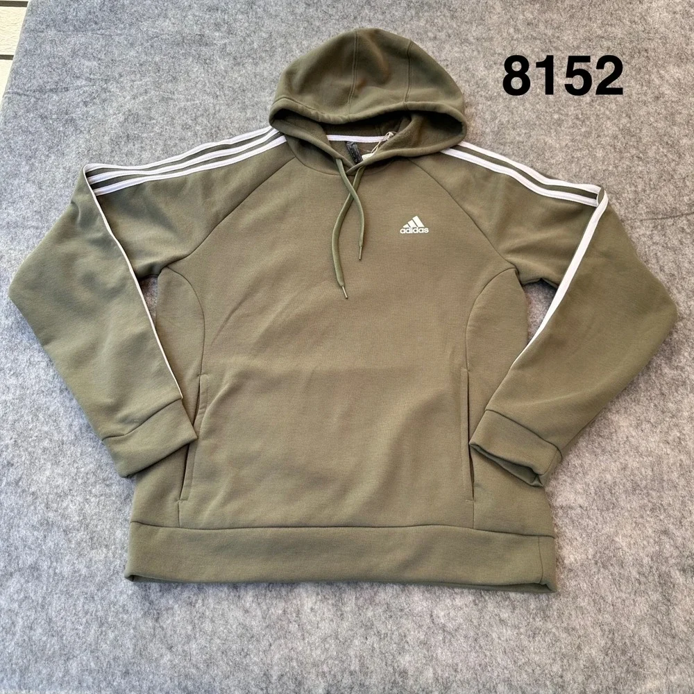 Adidas M 3S FL Hoody Legacy Green Fleece Pullover Sweatshirt H44055 Mens M